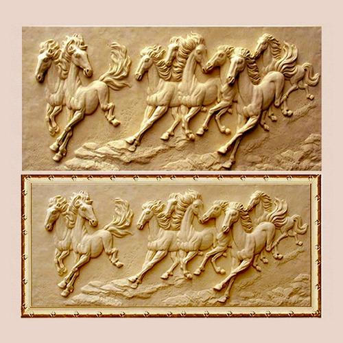 Новый рельеф из песчаника Оуя, восемь джун сад сад ландшафтная скульптура вилла фоновая стена настенная лошадь