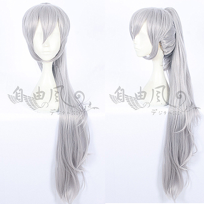 taobao agent [Free Wind] Girl frontline COS wigs aek-999 Prince front wig silver color