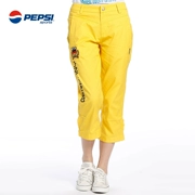 PEPSI Pepsi quần short nữ chính hãng dây kéo cotton đến quần thể thao màu vàng thường xuyên 33035242