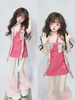 taobao agent Spot bjd 1/4 quarter baby clothes dopamine rose red suit suspender skirt tube top scarf leg cover