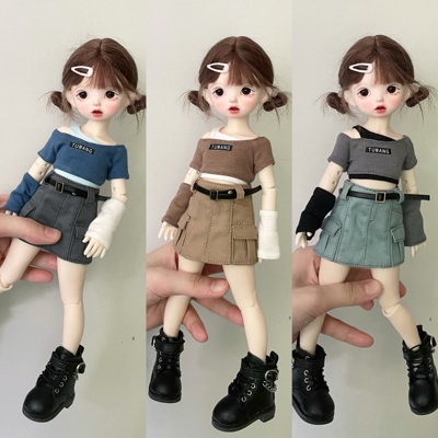 taobao agent BJD 1/6, 6 minutes 5 minutes, baby clothes fake two off -shoulder tops, dressing half -body skirt