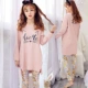 Đồ ngủ dài tay nam cực nam phù hợp với mùa xuân và mùa thu cotton phù hợp với mùa thu và mùa đông thiếu nữ ngọt ngào dễ thương dịch vụ nhà kiểu công chúa - Bộ Pajama