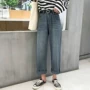 Xuân 2019 mới cạp cao uốn cong quần jeans ống rộng cạp cao quần ống rộng chín điểm quần nữ triều - Quần jean đồ công sở nữ