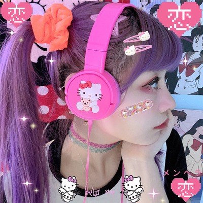 taobao agent Free shipping, Japan and South Korea, Y2K hot girl dopamine wearing sweet shape cartoon fashion kitten rose red headphones