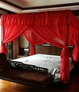 Mỹ bốn cột giường giường tán lớp vỏ manti Trung Quốc Đông Nam Á lưới sợi công chúa phong cách màn đám cưới khách sạn giường trọ manti - Bed Skirts & Valances