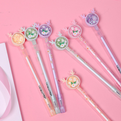 20 Antler Gel Pens60 Support assembly Korean version originality Stationery student children practical Cartoon lovely Roller ball pen 0.5 black sign Water pen