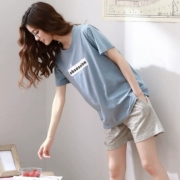 Mùa hè cotton Hàn Quốc ngắn tay đồ ngủ cô gái chất béo mm kích thước lớn lỏng dịch vụ nhà có thể được đeo bên ngoài hai mảnh phù hợp với phần mỏng