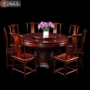 Bàn ăn gỗ gụ tròn nội thất Lào gỗ hồng mộc đỏ Ming phong cách bàn ăn tròn và ghế kết hợp Tô Châu bàn ăn gỗ rắn tùy chỉnh - Bộ đồ nội thất mẫu bàn ghế gỗ phòng khách hiện đại