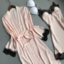2018 Hàn Quốc phiên bản của đồ ngủ nữ băng lụa sexy hai mảnh phù hợp với ngực pad dây đeo nightdress áo choàng dịch vụ nhà mùa hè đầm ngủ 2 dây