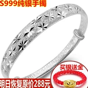 Sterling bạc vòng đeo tay nữ S999 bạc cũ Feng Xiang tình yêu đích thực Nhật Bản và Hàn Quốc phiên bản rộng của các ngôi sao vòng đeo tay để gửi bạn gái để gửi mẹ
