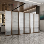Vách ngăn màn hình tùy chỉnh 
            phòng khách Phòng họp kiểu Trung Quốc văn phòng hiện đại tối giản gấp di động hiên nhà gỗ rắn phong cảnh màn hình gấp