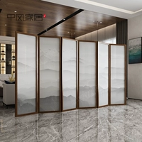 vách gỗ Vách ngăn màn hình tùy chỉnh 
            phòng khách Phòng họp kiểu Trung Quốc văn phòng hiện đại tối giản gấp di động hiên nhà gỗ rắn phong cảnh màn hình gấp song cửa sổ gỗ vuông