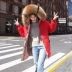 Trắng ngỗng xuống 2018 mới chống mùa xuống áo khoác nữ phần dài Hàn Quốc phiên bản của cá tính túi cổ áo lông thú lớn dày áo triều Xuống áo khoác