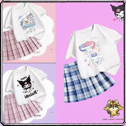 San Riot Shirt Plearted Юбка Ku Ro Fans Cin Roll Kawai I Girl