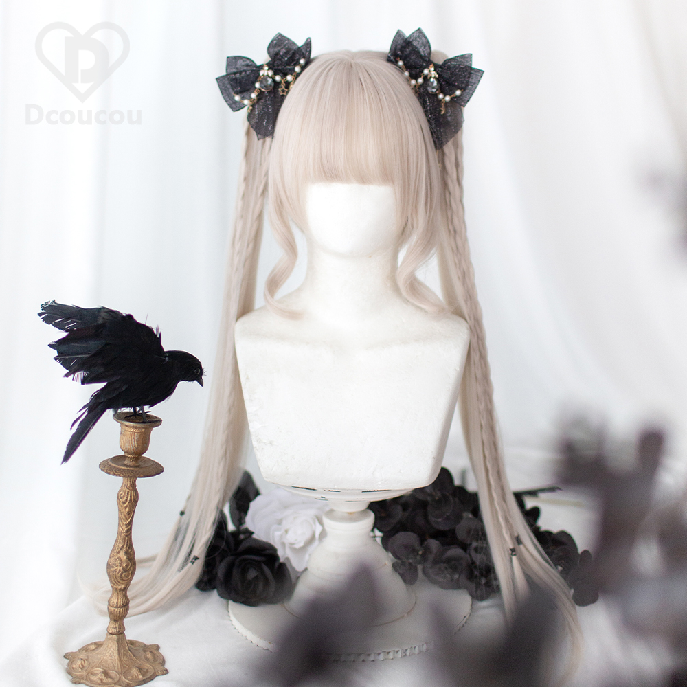 Snow PearlMyrtle | 70cm Super long dual horsetail Tiger clip suit | Wigs | Dcoucou Tofu pudding home