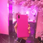 Màu hồng hồng táo XSMax điện thoại di động vỏ silicon lỏng iPhoneX 6 7 8plus chất lỏng màu đỏ hồng mẫu XR nữ - Phụ kiện điện thoại di động
