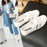 Mùa hè 2018 nông cạn miệng giày vải đa năng Giày nữ phiên bản Hàn Quốc của giày trắng thoáng khí Giày đế bằng