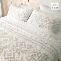 Xuất khẩu Châu Âu-phong cách cotton retro Mỹ rắn màu trắng quilting là ba mảnh bộ đồ giường mùa hè mát trải giường thảm lông trải giường ngủ