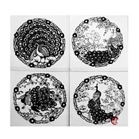 4 прекрасных павлина (24*24 см) Отправить красную бумагу