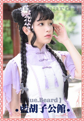 taobao agent [Blue Beard] COS wig ancient style Chinese style lolita double ponytail bun head cute girl