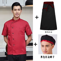 Красная футболка, фартук, шапка, короткий рукав