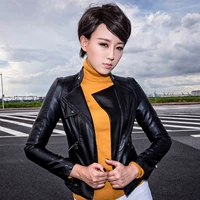 Mùa xuân 2019 của phụ nữ Hàn Quốc OL đi lại bằng da ngắn phần áo khoác nữ Đầu máy mỏng Áo khoác PU giản dị bán buôn - Quần áo da áo da nữ