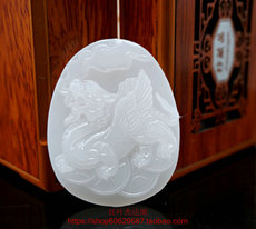 Украшения на шею 天然阿富汗白玉飞天麒麟玉牌阿富汗玉麒麟玉牌吊坠麒麟玉锁挂件