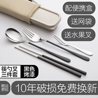 Упрощенная черная модель (Spoon+Fork+палочка для еды+khaki box)