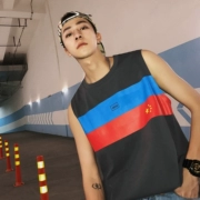 Mùa hè mới hit màu cờ in không tay T-Shirt nam giới và phụ nữ xu hướng mồ hôi vest casual vòng cổ đáy áo triều tee