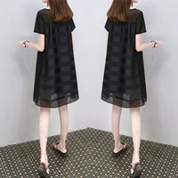 Mùa hè 2019 mới của phụ nữ phiên bản Hàn Quốc của sọc lớn màu đen Một chiếc váy chữ thời trang lỏng lẻo - A-Line Váy váy nữ