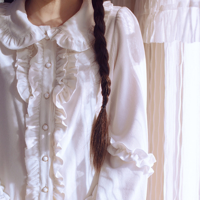 taobao agent Velvet demi-season knitted warm shirt, doll, Lolita style, doll collar