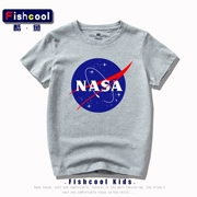 Áo thun bé trai mùa hè cotton mới Mùa hè bé trai Hàn Quốc tay ngắn NASA áo phông trẻ em lớn - Áo thun