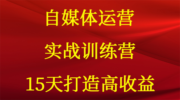 自媒体运营实战训练营，15天打造高收益