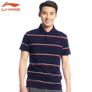 Li Ning ngắn tay cotton nam độ ẩm POLO áo sơ mi nam trung niên nam ngắn tay áo thun ve áo thể thao nam