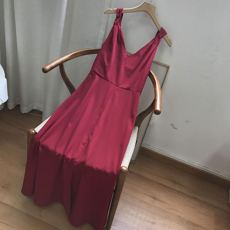 Wine Red 3free shipping 2021 spring Fashion and leisure like a breath of fresh air camisole Dress female new pattern Korean version Women's wear C# 3PP