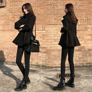 Áo len màu đen nữ phần ngắn Hàn Quốc phiên bản 2018 mới mùa xuân mùa đông mỏng mỏng người đàn ông nhỏ áo len thủy triều