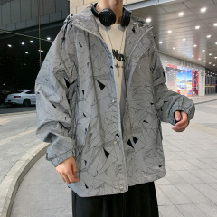 秋季新款反光痞帥夾克男連帽韓版潮流寬鬆帥氣衝鋒衣嘻哈炸街外套
