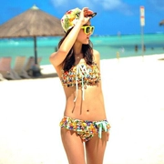 Hàn Quốc thiết kế MM tình yêu lớn quầy đồ bơi đích thực 淳 màu hoa vĩnh cửu mặt bikini tam giác áo tắm 1613 - Bikinis