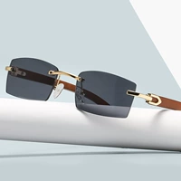 Rectangle Fashion Rimless Sunglasses for Women Men Gangster