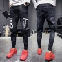 Mùa thu nam tether chín điểm quần jean Phiên bản Hàn Quốc của giới trẻ tự tu theo xu hướng quần áo nam chân quần hoang dã - Quần jean quan jean nam