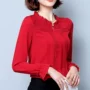 Áo voan nữ tay dài 2018 xuân hè thu đông mới thời trang phiên bản Hàn Quốc hoang dã của áo sơ mi nhỏ ren lỏng thủy triều áo sơ mi xám
