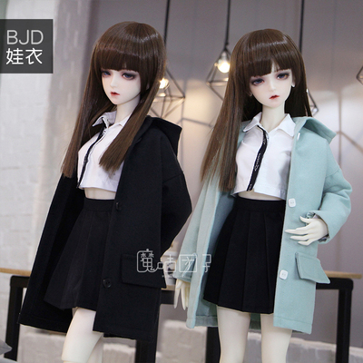taobao agent Mint black woolen hoody, coat, mid length