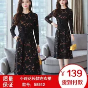 Quảng Châu 雍 晟 thương mại Xin De 逦 khí chất của phụ nữ thắt lưng hoa nhỏ thon dài đầm dài 58512 mới - Sản phẩm HOT
