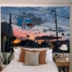 Phong cảnh Nhật Bản đẹp nền vải ins phòng ngủ phòng tường đầu giường ký túc xá trang trí tường vải treo vải lưới màu đỏ thảm decor