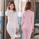 Qiu Yi Qiu Bà Modal Slim Đầm bộ đồ lót nhiệt mỏng Set mùa thu đông trung cổ áo len cotton - Phù hợp với nóng lên