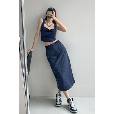 taobao agent Comfortable removable long skirt, mini-skirt, loose straight fit, mid-length, for leisure, hip-accented
