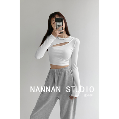 taobao agent Tide, fitted long-sleeve, short short sleeve T-shirt, winter top, trend of season, tight