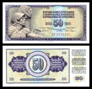 [Châu Âu] New UNC Nam Tư 50 Dinar 1968 Phiên Bản Nước Ngoài Đồng Xu Tiền Giấy