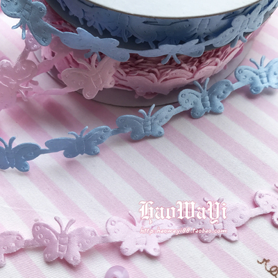 taobao agent DIY baby clothing accessories fabric mini small butterfly cloth sticker pink pink blue width 15mm2 yuan 3 meters