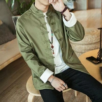 Vipshop sẽ bán Tang phù hợp với phong cách Trung Quốc quần áo nam Hanfu áo khoác nam quốc phục trung niên giản dị Trung Quốc tay dài - Trang phục dân tộc quần thô nam